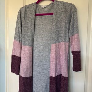 Max Studio Gray and Pink Cardigan Sweater